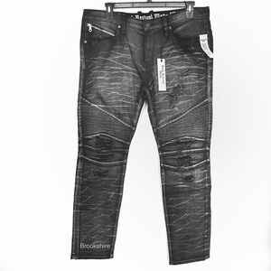 Rock Revival Moto IVAN Distressed Washed Denim Jeans Size 38